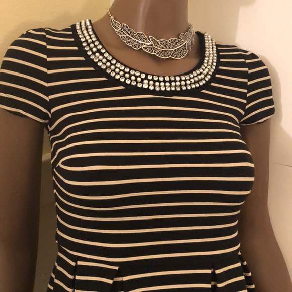 Maison Jules Women's Striped Polo Dress Blue/Red Size X-Small main image 1